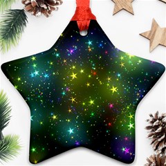 Stars Coloured Lights Background Star Ornament (two Sides)