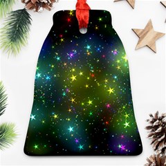 Stars Coloured Lights Background Ornament (bell)