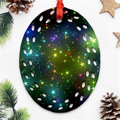 Stars Coloured Lights Background Ornament (oval Filigree)