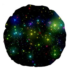 Stars Coloured Lights Background Large 18  Premium Round Cushions by Loisa77