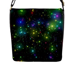 Stars Coloured Lights Background Flap Closure Messenger Bag (l) by Loisa77