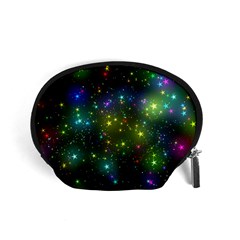 Stars Coloured Lights Background Accessory Pouch (small) by Loisa77