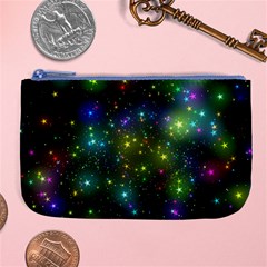 Stars Coloured Lights Background Large Coin Purse by Loisa77