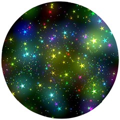 Stars Coloured Lights Background Wooden Puzzle Round by Loisa77