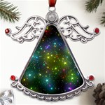 Stars Coloured Lights Background Metal Angel with Crystal Ornament Front