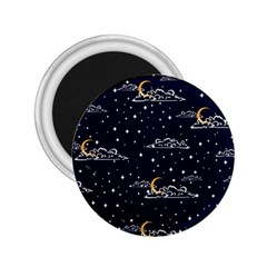 Hand Drawn Scratch Style Night-sky-with-moon-cloud Space Among-stars-seamless Pattern Vector Design 2 25  Magnets by Ket1n9