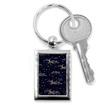 Hand Drawn Scratch Style Night-sky-with-moon-cloud Space Among-stars-seamless Pattern Vector Design Key Chain (Rectangle) Front