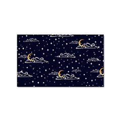 Hand Drawn Scratch Style Night-sky-with-moon-cloud Space Among-stars-seamless Pattern Vector Design Sticker Rectangular (10 Pack) by Ket1n9