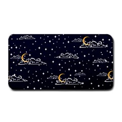 Hand Drawn Scratch Style Night-sky-with-moon-cloud Space Among-stars-seamless Pattern Vector Design Medium Bar Mat by Ket1n9