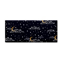 Hand Drawn Scratch Style Night-sky-with-moon-cloud Space Among-stars-seamless Pattern Vector Design Hand Towel by Ket1n9