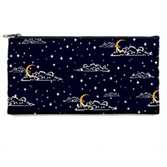 Hand Drawn Scratch Style Night-sky-with-moon-cloud Space Among-stars-seamless Pattern Vector Design Pencil Case by Ket1n9