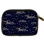 Hand Drawn Scratch Style Night-sky-with-moon-cloud Space Among-stars-seamless Pattern Vector Design Digital Camera Leather Case Back