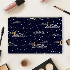 Hand Drawn Scratch Style Night-sky-with-moon-cloud Space Among-stars-seamless Pattern Vector Design Cosmetic Bag (large) by Ket1n9