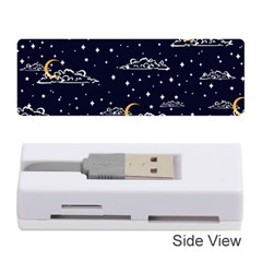 Hand Drawn Scratch Style Night-sky-with-moon-cloud Space Among-stars-seamless Pattern Vector Design Memory Card Reader (stick) by Ket1n9