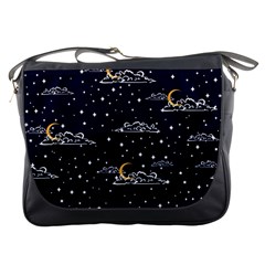 Hand Drawn Scratch Style Night-sky-with-moon-cloud Space Among-stars-seamless Pattern Vector Design Messenger Bag by Ket1n9