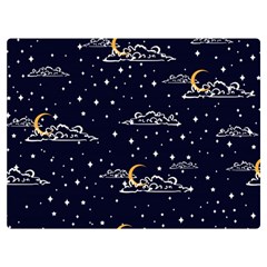 Hand Drawn Scratch Style Night-sky-with-moon-cloud Space Among-stars-seamless Pattern Vector Design Premium Plush Fleece Blanket (extra Small) by Ket1n9