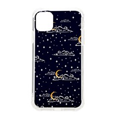 Hand Drawn Scratch Style Night-sky-with-moon-cloud Space Among-stars-seamless Pattern Vector Design Iphone 11 Tpu Uv Print Case by Ket1n9