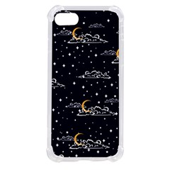 Hand Drawn Scratch Style Night-sky-with-moon-cloud Space Among-stars-seamless Pattern Vector Design Iphone Se by Ket1n9