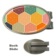 Hexagonal Pattern Vector Money Clips (oval)  by Loisa77