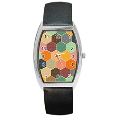 Hexagonal Pattern Vector Barrel Style Metal Watch by Loisa77