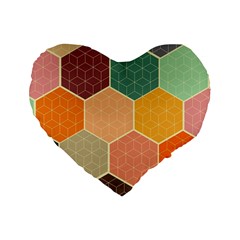 Hexagonal Pattern Vector Standard 16  Premium Heart Shape Cushions by Loisa77