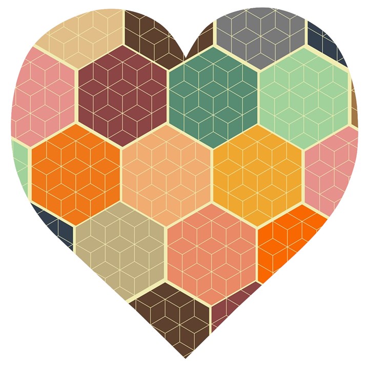 Hexagonal Pattern Vector Wooden Puzzle Heart