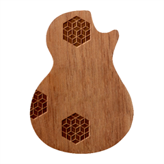 Hexagonal Pattern Vector Guitar Shape Wood Guitar Pick Holder Case And Picks Set by Loisa77