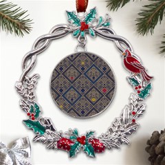 Pattern Seamless Antique Luxury Metal X mas Wreath Holly Leaf Ornament