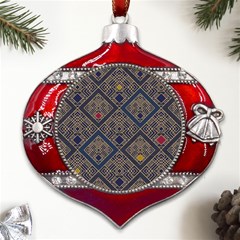 Pattern Seamless Antique Luxury Metal Snowflake And Bell Red Ornament