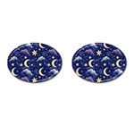 Night Moon Seamless Cufflinks (Oval) Front(Pair)