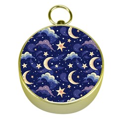 Night Moon Seamless Gold Compasses