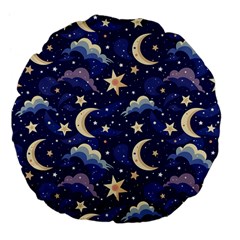 Night Moon Seamless Large 18  Premium Flano Round Cushions by Loisa77