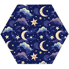 Night Moon Seamless Wooden Puzzle Hexagon by Loisa77