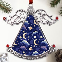 Night Moon Seamless Metal Angel With Crystal Ornament by Loisa77