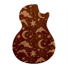 Night Moon Seamless Guitar Shape Wood Guitar Pick Holder Case And Picks Set by Loisa77