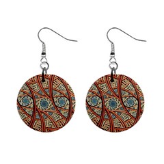 One Church Window Apophysis Art Fractal Mini Button Earrings by Loisa77