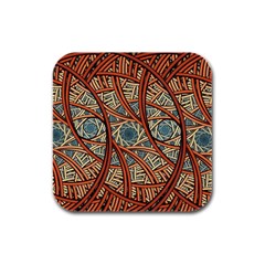 One Church Window Apophysis Art Fractal Rubber Square Coaster (4 Pack) by Loisa77