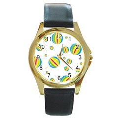 Balloon Ball District Colorful Round Gold Metal Watch by Ket1n9