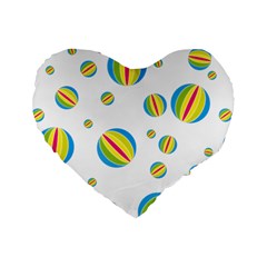 Balloon Ball District Colorful Standard 16  Premium Flano Heart Shape Cushions by Ket1n9