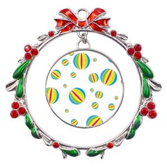 Balloon Ball District Colorful Metal X mas Wreath Ribbon Ornament by Ket1n9