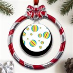 Balloon Ball District Colorful Metal Red Ribbon Round Ornament Front