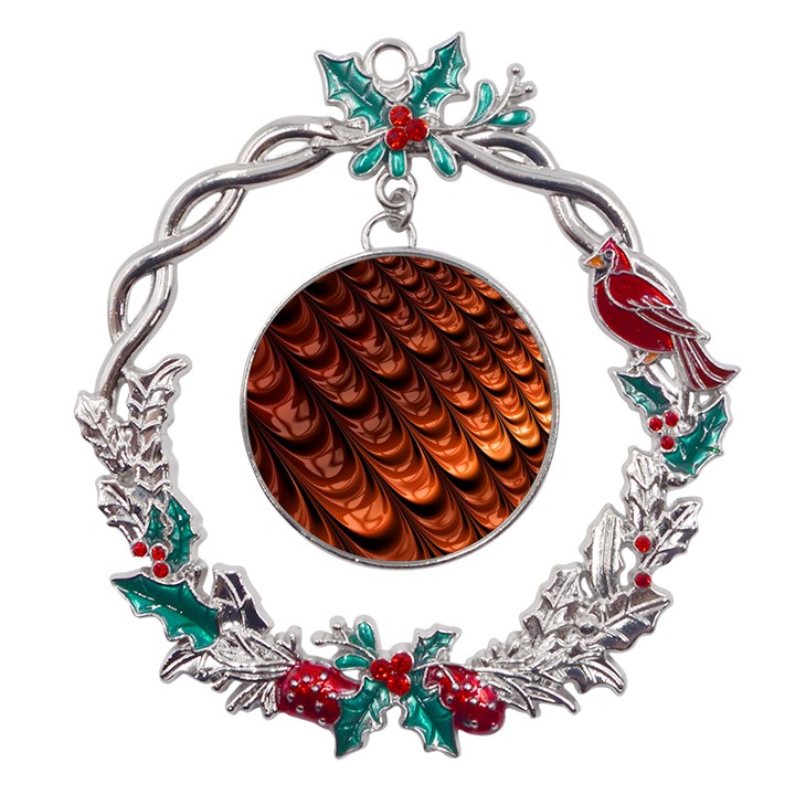 Fractal Frax Metal X mas Wreath Holly leaf Ornament