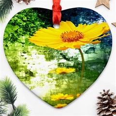 Yellow Flowers Ornament (heart)