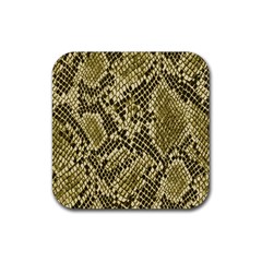 Yellow Snake Skin Pattern Rubber Coaster (square) by Ket1n9