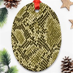 Yellow Snake Skin Pattern Oval Ornament (two Sides)