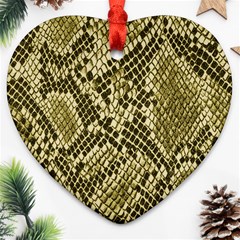 Yellow Snake Skin Pattern Heart Ornament (two Sides)