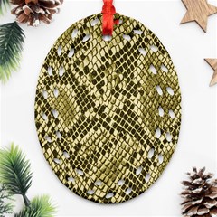 Yellow Snake Skin Pattern Oval Filigree Ornament (two Sides)