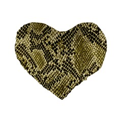 Yellow Snake Skin Pattern Standard 16  Premium Flano Heart Shape Cushions by Ket1n9