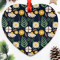 Flower Grey Pattern Floral Ornament (heart)