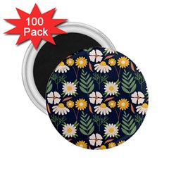 Flower Grey Pattern Floral 2 25  Magnets (100 Pack) 